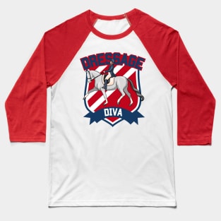 Dressage Diva Red and Blue Baseball T-Shirt